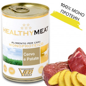 Консервирана храна за кучета HEALTHY MEAT Mono Protein Venison And Patatoes със 100% чист протеин от еленско месо и картофи